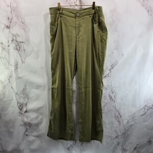 Cabi Pants Womens 14 Green Linen Wide Leg High Rise Charlie Trouser 5314R
